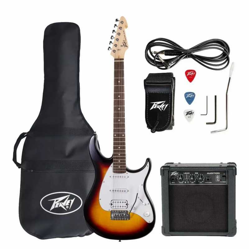 Kit Peavey Guitarra Eléctrica Raptor Plus Sunburst y Amplificador Audition con parlante de 4 pulgadas