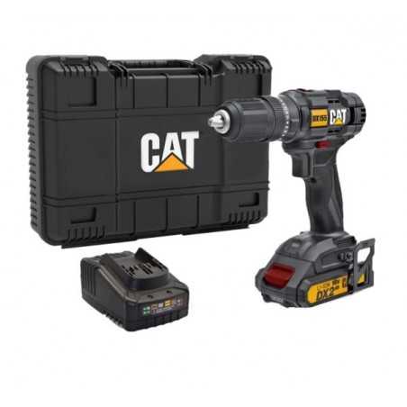 Taladro Percutor atornillador 18V + Cargador + Batería en Maletín CAT DX155